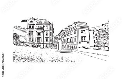 city of Brno Czech Republic. Hand drawn sketch illustration in vector.