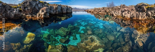 Underwater Canyon  A Panoramic View of the Majestic Blue Waters of Iceland s Glacial Spring