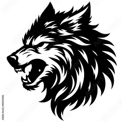 Angry wolf ready to pounce