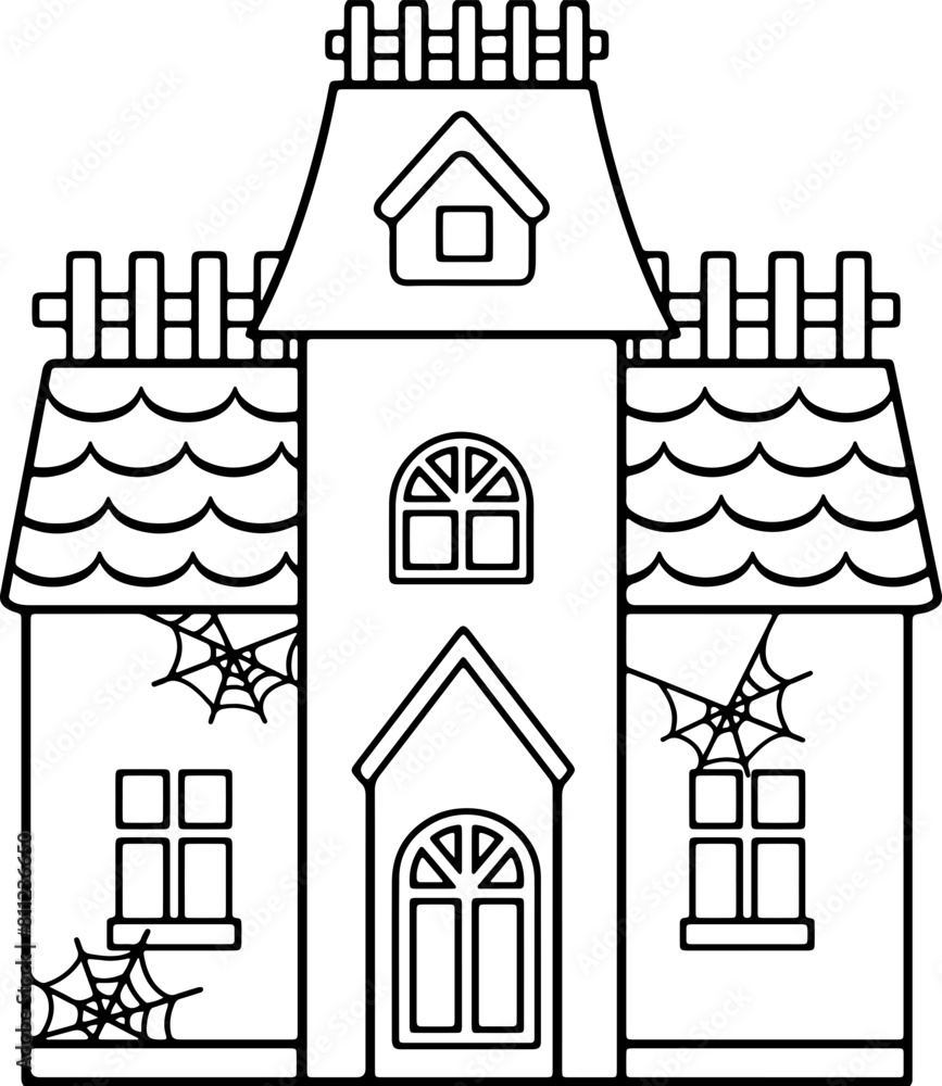Halloween haunted house outline vector Halloween haunted house outline vector
