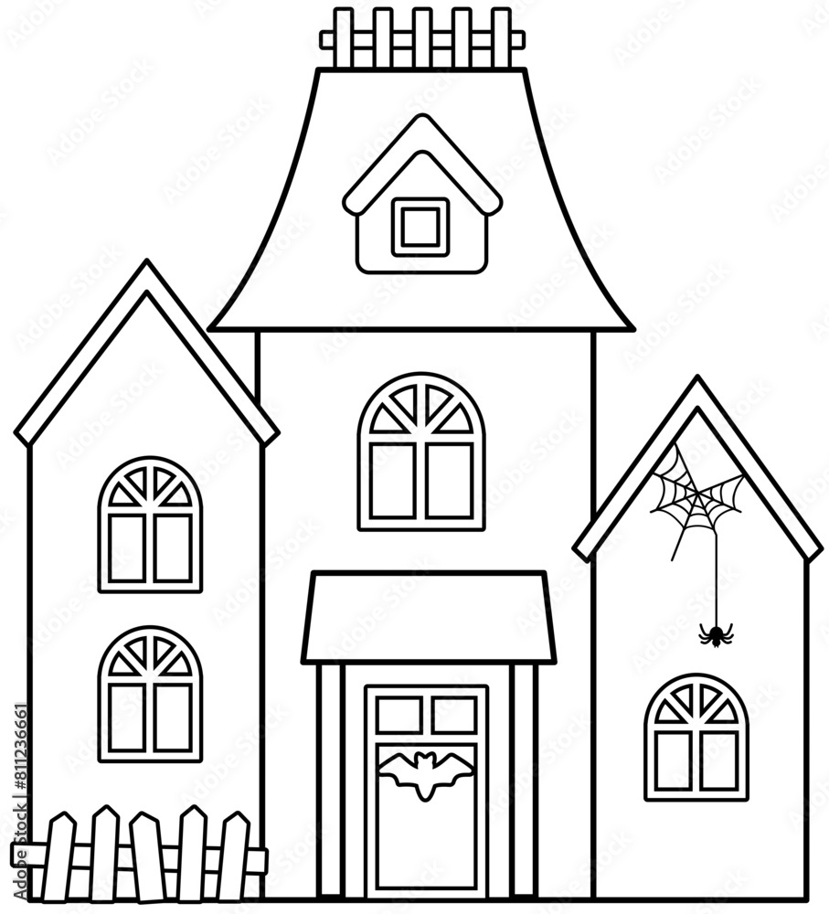 Halloween haunted house outline vector Halloween haunted house outline vector