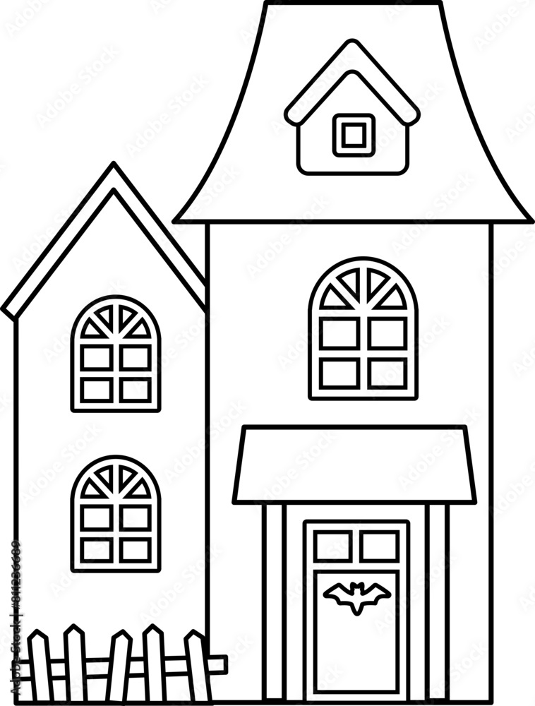 Halloween haunted house outline vector Halloween haunted house outline vector