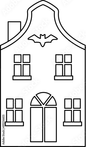 Halloween haunted house outline vector