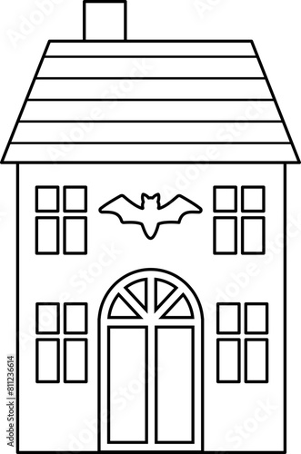 Halloween haunted house outline vector