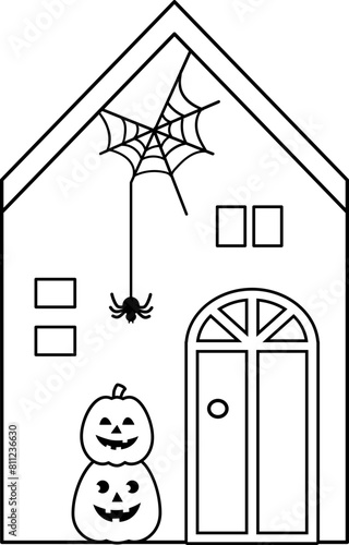 Halloween haunted house outline vector
