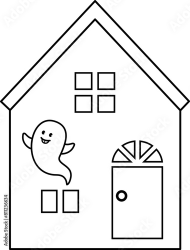 Halloween haunted house outline vector