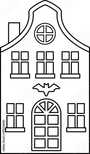 Halloween haunted house outline vector