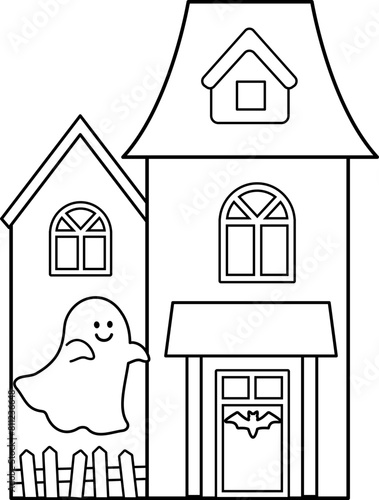 Halloween haunted house outline vector