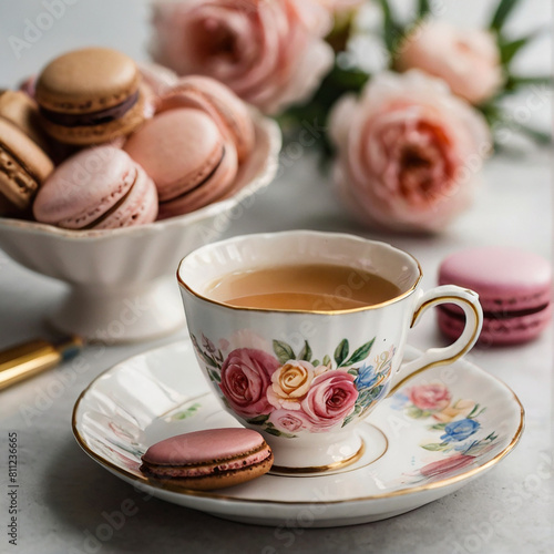 cup of tea and macaroons, cup of tea, 