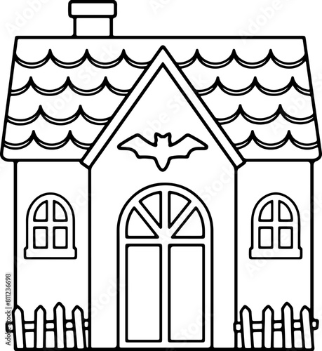 Halloween haunted house outline vector