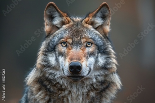 Portrait of a gray wolf  Canis lupus 