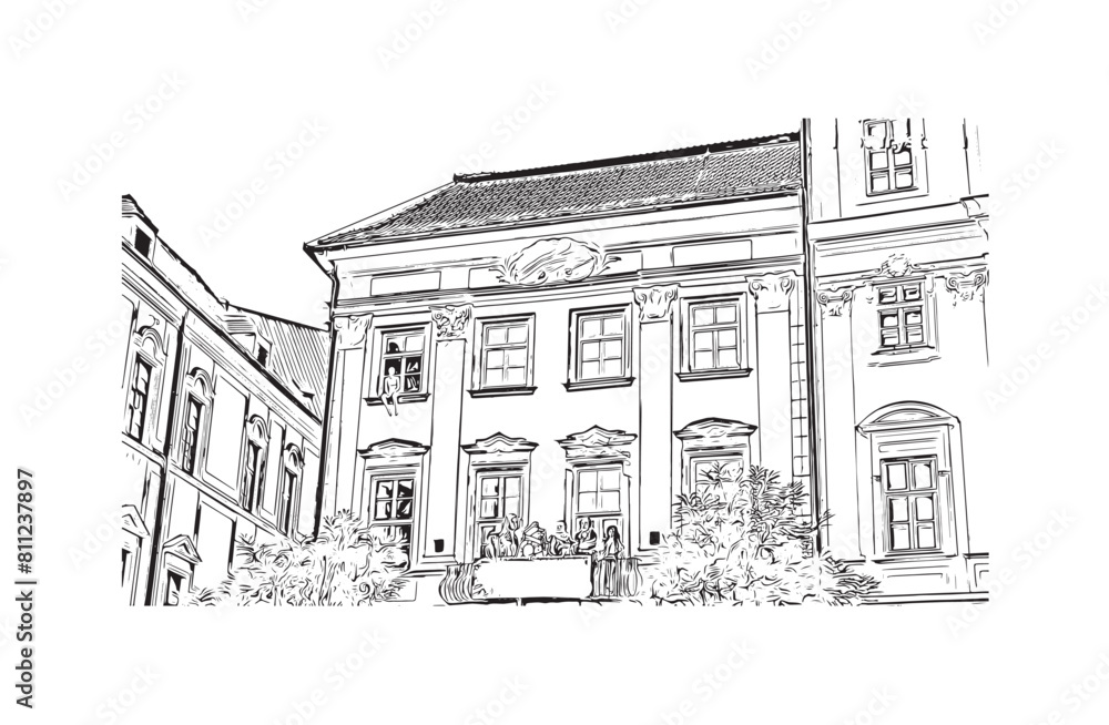 city of Brno Czech Republic. Hand drawn sketch illustration in vector. city of Brno Czech Republic. Hand drawn sketch illustration in vector.