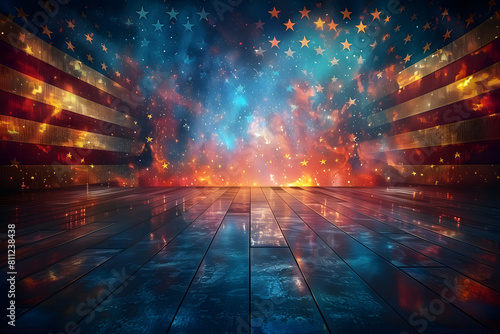 American Flag colors and fireworks mockup background with copy space . 4 July independence day concept celebration © Алина Троева