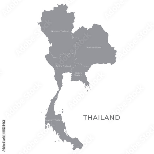 National Country Map with Regions, States and Flag in Body