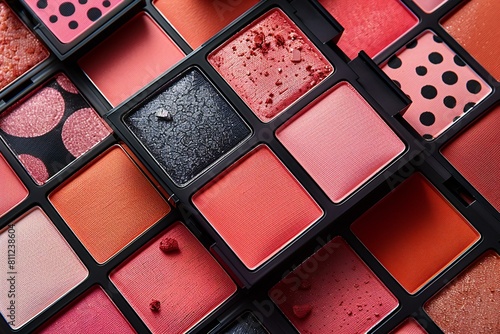 Cosmetic eyeshadow palette as background  closeup view