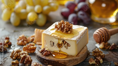 Indulge in Italian Epicurean Delight: Taleggio Cheese with Walnuts, Grapes and Honey