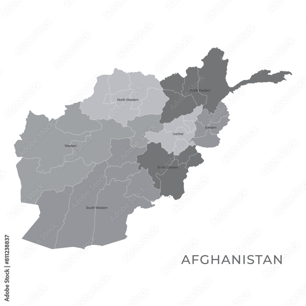 Fototapeta premium National Country Map with Regions, States and Flag in Body