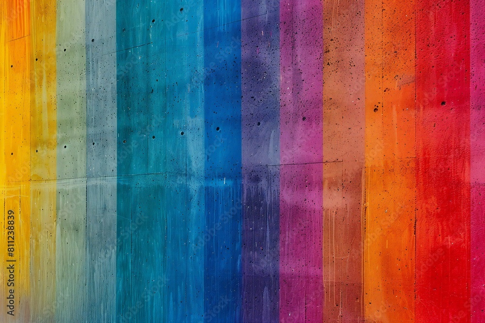 Rainbow painted on the wall of an old building,  Abstract background