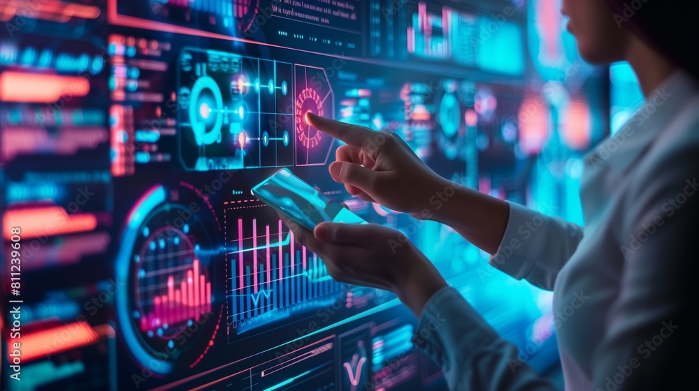 Fototapeta premium A conceptual image illustrating business agility with dynamic figures or symbols representing adaptability, speed, and innovation in a corporate setting.