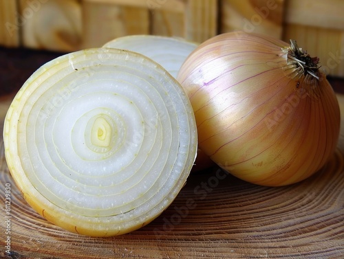 Halved Vidalia Onion - A Freshly Cut Layer of Flavorful Yellow Onion, a Nature's Root Vegetable