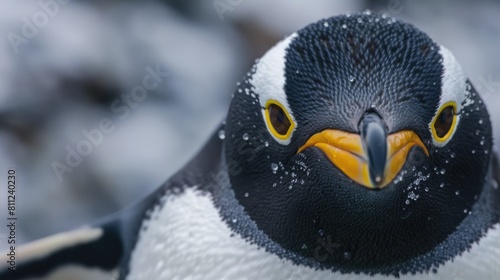 Penguin with yellow eyes photo