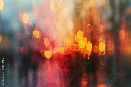 Abstract bokeh background of traffic jam in city at night