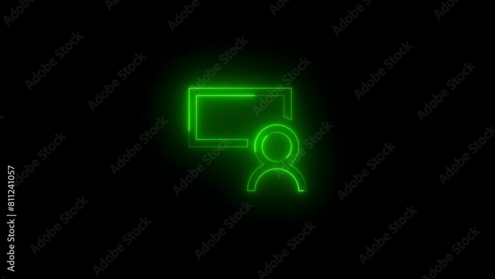 Neon glowing green color other user people box icon on black background animation Neon glowing green color other user people box icon on black background animation