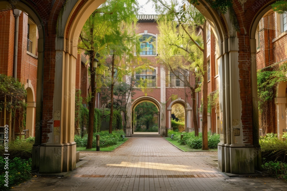 Fototapeta premium Majestic College Building: Architectural Splendor