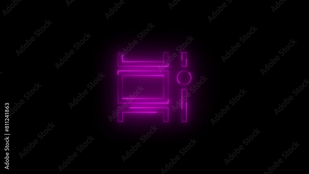 Neon glowing pink color task view symbol icon on black background animation Neon glowing pink color task view symbol icon on black background animation