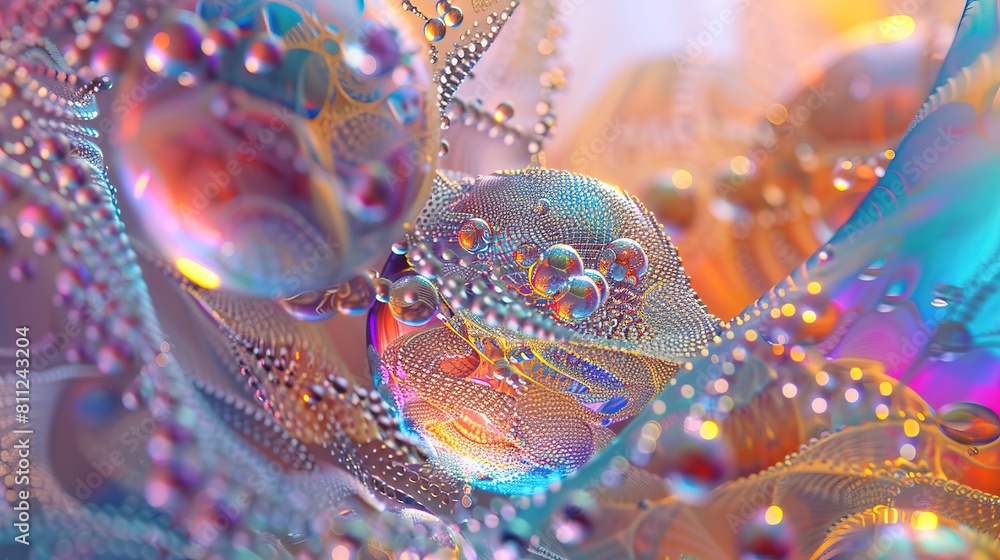 Obraz premium A vibrant abstract fractal art piece with intricate details and a kaleidoscope of colors