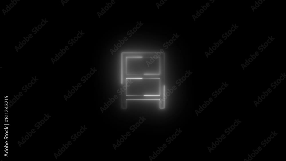 Neon glowing white color lang JPN box square icon on black background animation Neon glowing white color lang JPN box square icon on black background animation