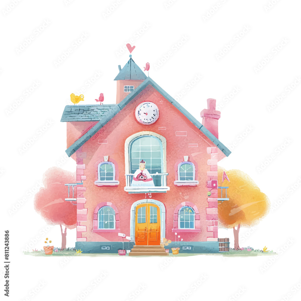 school building white background watercolor (12) school building white background watercolor (12)