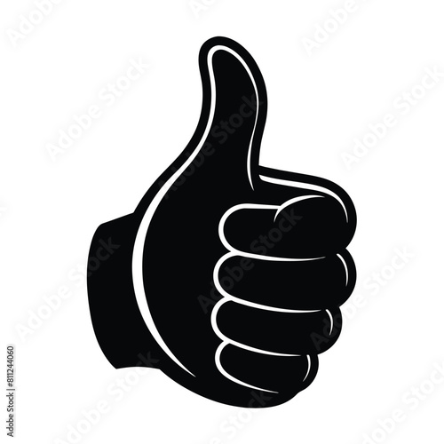 black symbol of cartoon thumb-up sign icon vector illustration