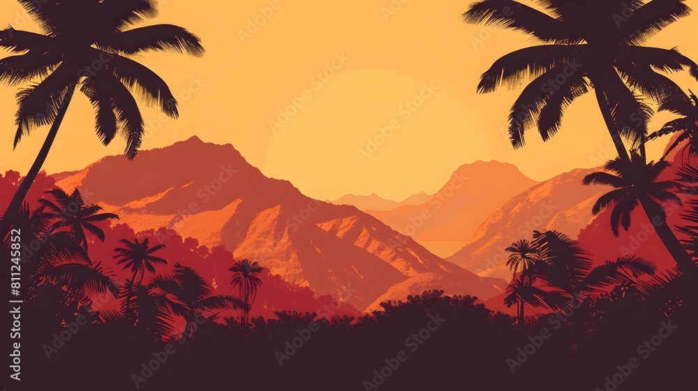 Asian American Hawaiian Pacific Island Template Mountain Backdrop for Cultural Text Design