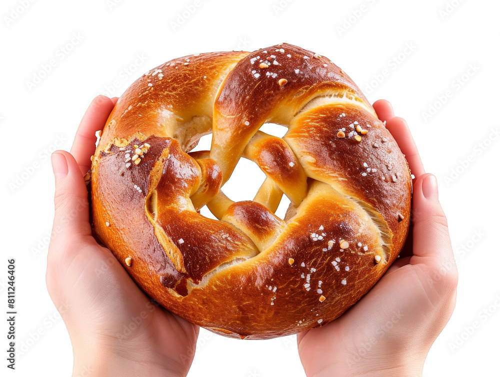 Hands holding delicious Pretzel Bread cut out transparent isolated on white background ,PNG file ,artwork graphic design. Hands holding delicious Pretzel Bread cut out transparent isolated on white background ,PNG file ,artwork graphic design.