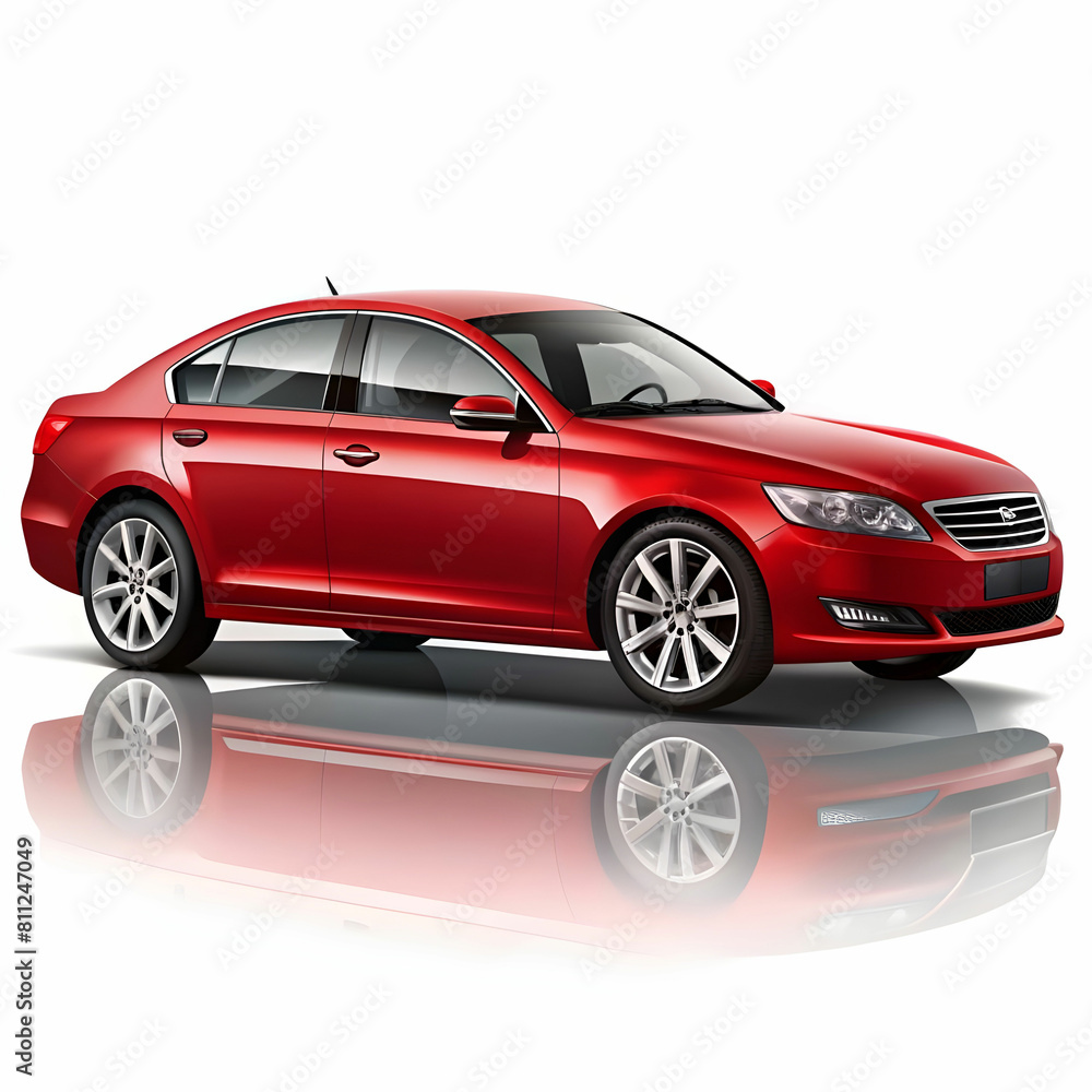 Fototapeta premium free vector red sedan car isolated on white vector