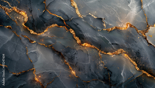 Grey marble with golden veins. Created with Ai