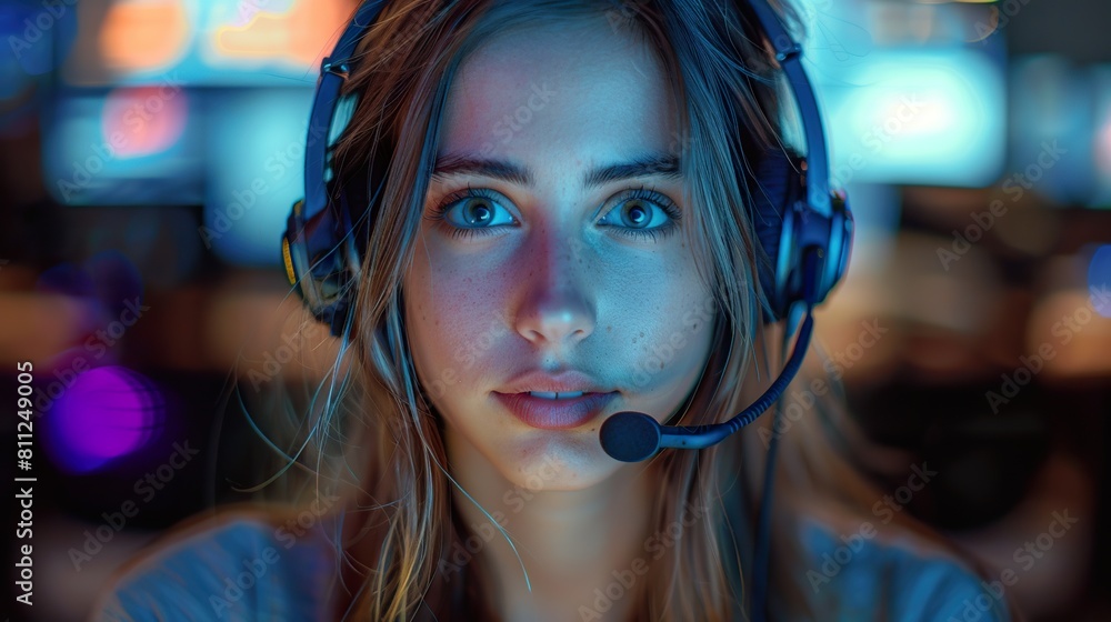 Young Woman Gamer Engaged in Intense Online Gaming Young Woman Gamer Engaged in Intense Online Gaming