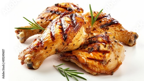 delicious Grilled chicken white background. hyper realistic 