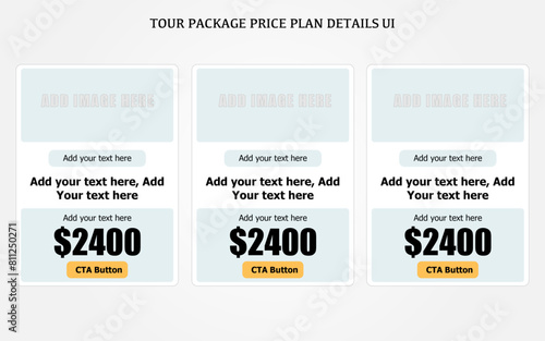 Simple tour package UI screen, editable tour package UI