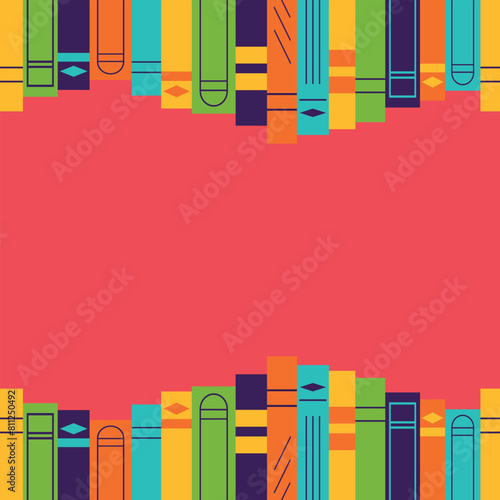 Book illustration. Literary education in flat style with copy space. Concepts for web banner, background, wallpaper, advertising. Vector illustration.