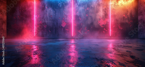 Pink light in a room. Created with Ai