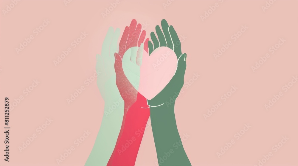 Artistic vector illustration of heart with hands background template Artistic vector illustration of heart with hands background template