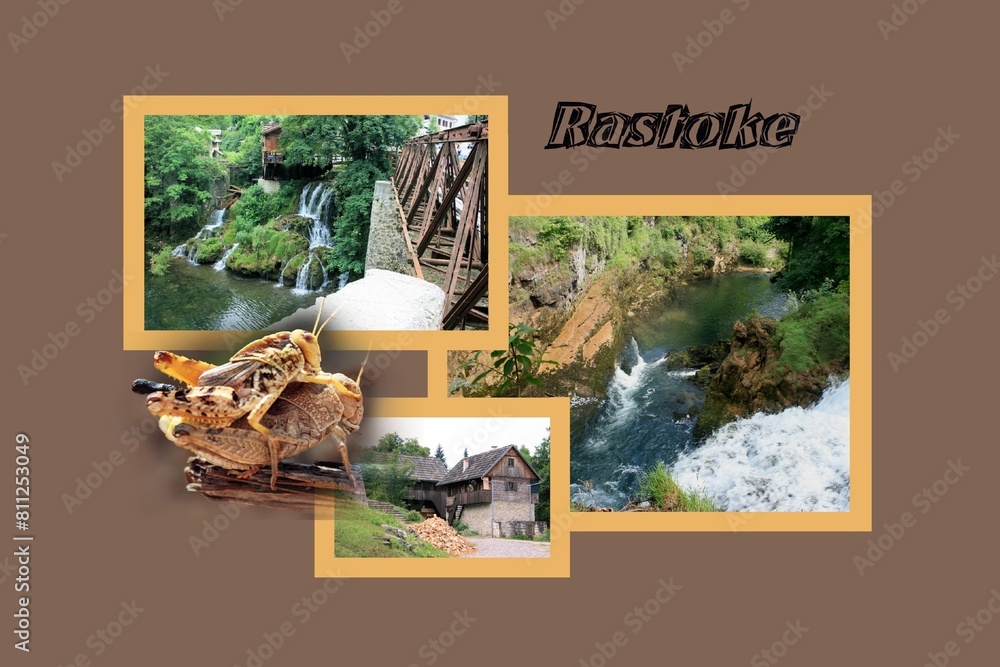 Fototapeta premium postcard design for Rastoke, Slunj, Croatia