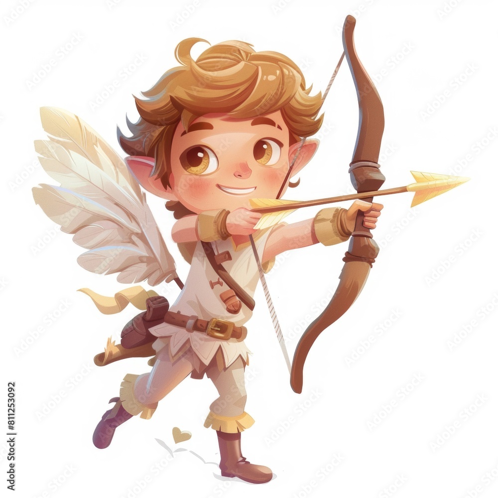 Cute Cupid angel with bow and arrow symbolizing love Cute Cupid angel with bow and arrow symbolizing love