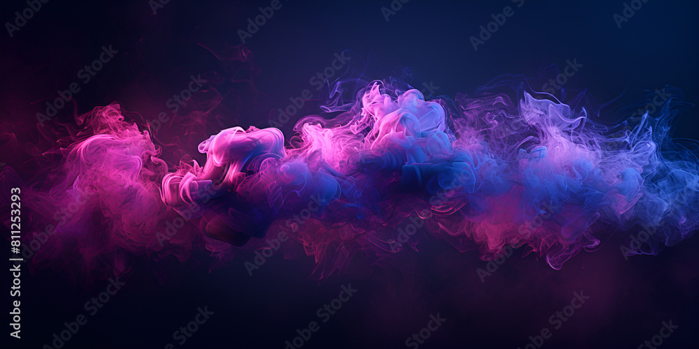 Purple and pink smoke cloud swirling on black background Purple and pink smoke cloud swirling on black background