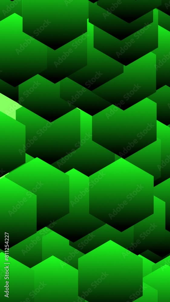 Gradient green color polygon mesh hexagons moving and wiggling together. Abstract seamless looped geometrical shape motion graphics background. Gradient green color polygon mesh hexagons moving and wiggling together. Abstract seamless looped geometrical shape motion graphics background.