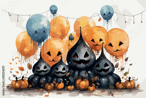 halloween pumpkins set vector image illustration