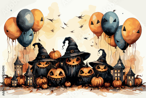 halloween pumpkins set vector image illustration