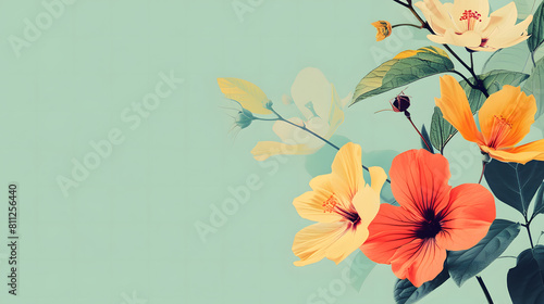 Light green sets stage for colorful abstract florals © MyBackground